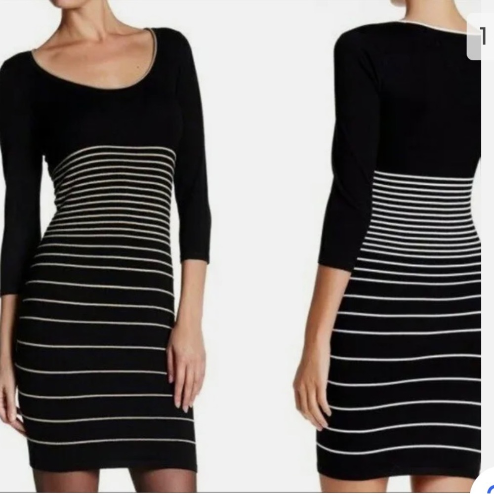 Max Studio Black and White Bodycon Sweater Dress